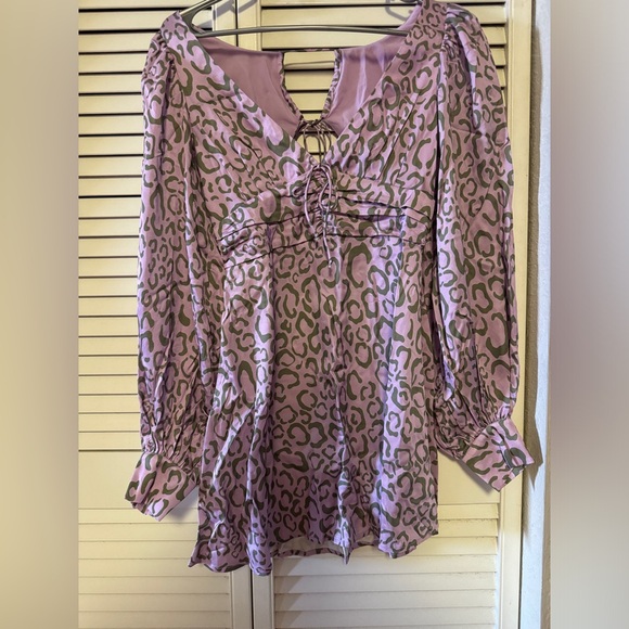 For Love & Lemons Dresses. June long sleeve Mini Dress Purple and Olive  Size xs - Picture 5 of 11
